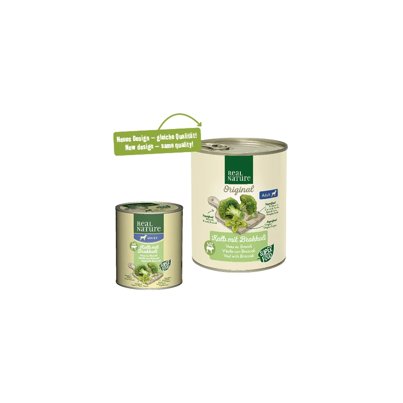 fressnapf REAL NATURE Original Superfood Nassfutter für Hunde Adult Kalb mit Brokkoli 6x800 g Auslauf