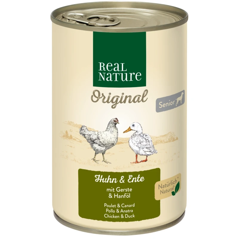 fressnapf REAL NATURE Original Nassfutter für Hunde Senior Huhn & Ente 6x400 g
