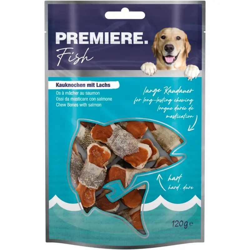 fressnapf PREMIERE Kauknochen mit Lachs 12 Stück 120 g