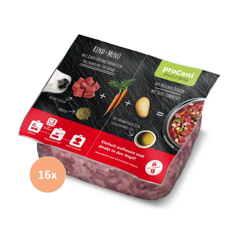 fressnapf ProCani BARF Komplettmenü TK-Blockware Napffertig Rind 16x500 g