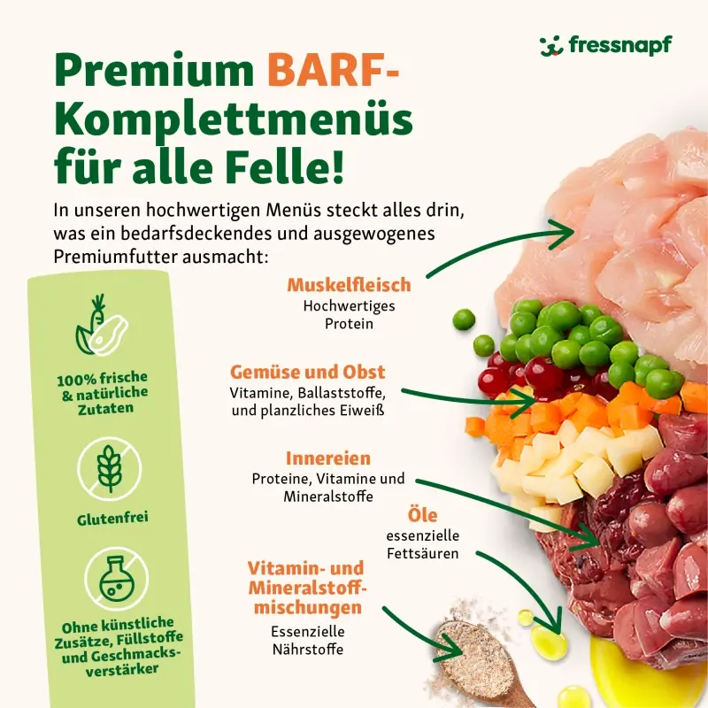 fressnapf ProCani BARF Komplettmenü TK-Blockware Napffertig Probierpaket Geflügel 16x500 g Begrenztes Angebot