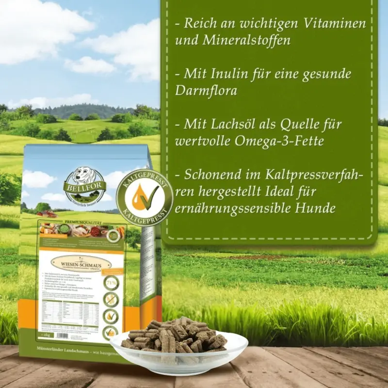 fressnapf Bellfor Trockenfutter für Hunde mit Huhn - Wiesen-Schmaus - 4 kg Kostenloser Versand