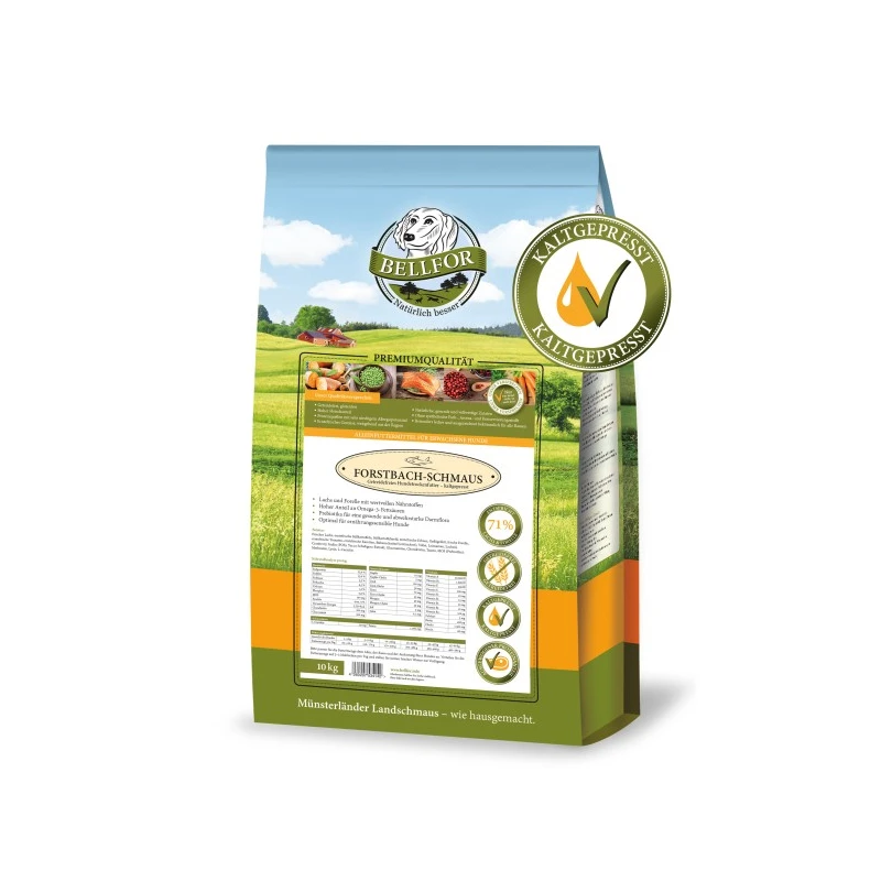 fressnapf Bellfor Trockenfutter für Hunde mit Lachs und Forelle Forstbach-Schmaus - 10 kg