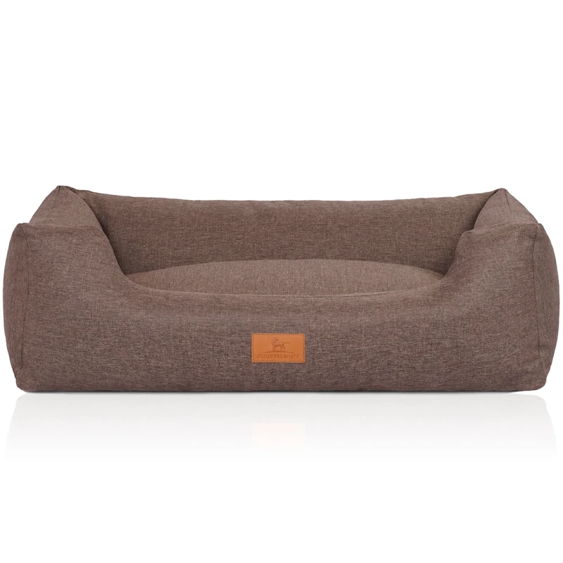 fressnapf Knuffelwuff Hundebett Lotte aus Velours mit feinem Handwebcharakter braun/ grau M-L Kostenloser Versand