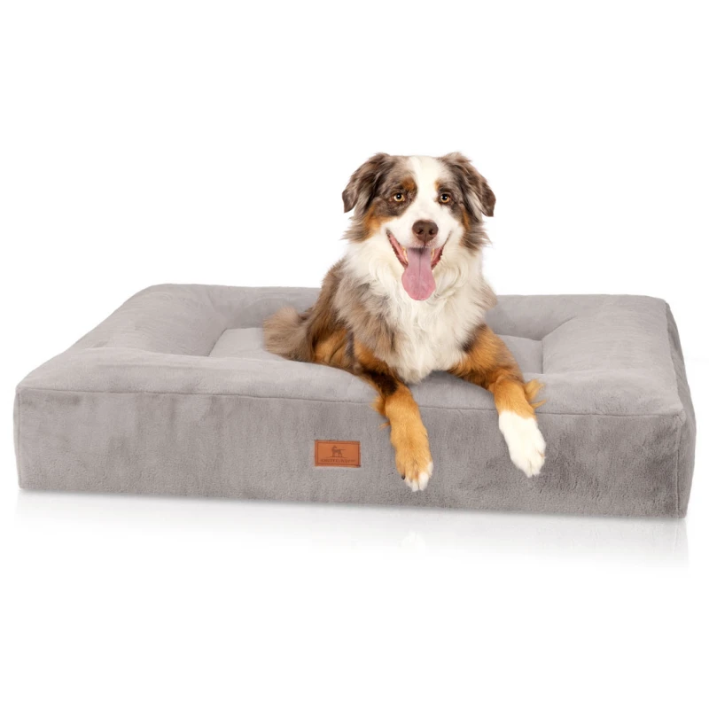 fressnapf Knuffelwuff orthopädisches Hundebett mit kuschelig weichem Kaninchen Fellimitat Midland beige/ grau M-L