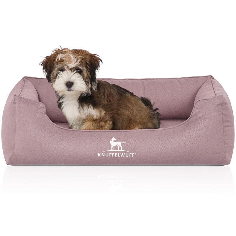 fressnapf Knuffelwuff Orthopädisches Wasserabweisendes Hundebett Leon aus Velours mit Handwebcharakter hellrosa M-L