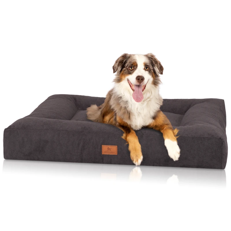 fressnapf Knuffelwuff orthopädisches Hundebett aus Velours mit Handwebcharakter Sofia schwarz M-L