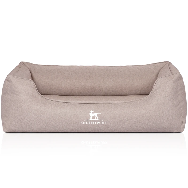 fressnapf Knuffelwuff Orthopädisches Hundebett Luisa aus Velours mit feinem Handwebcharakter Sunshine Edition beige M-L