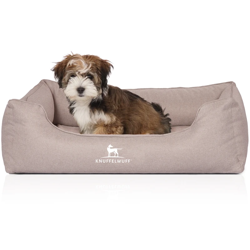 fressnapf Knuffelwuff Orthopädisches Hundebett Luisa aus Velours mit feinem Handwebcharakter Sunshine Edition beige M-L Heißer Verkauf