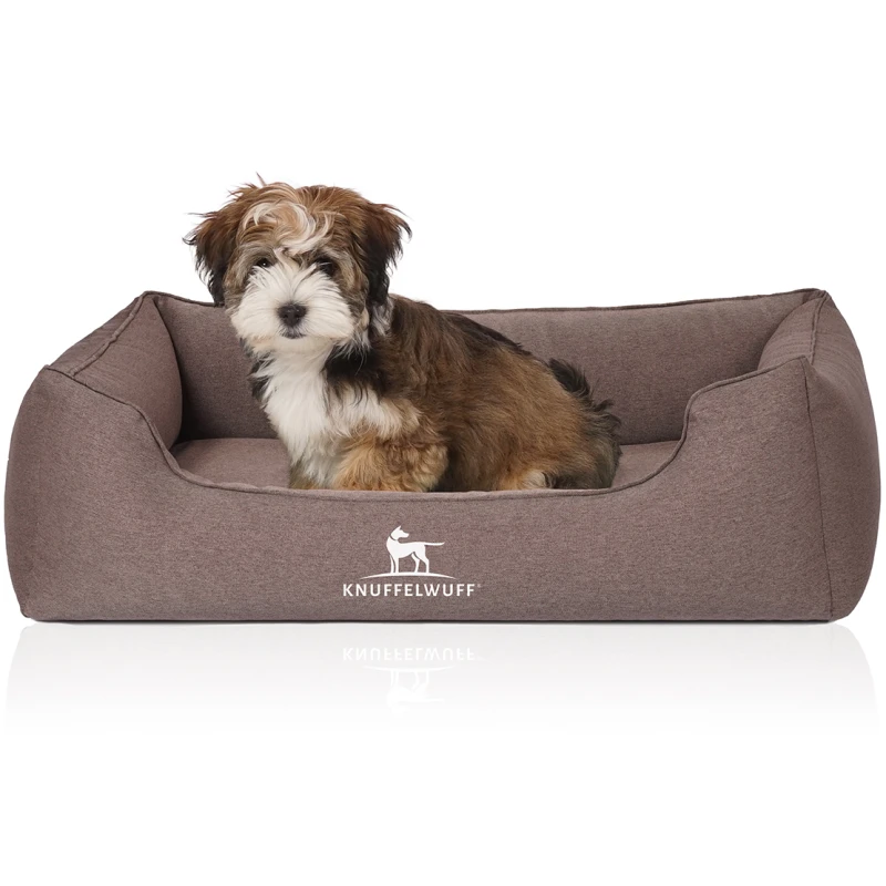 fressnapf Knuffelwuff Orthopädisches Hundebett Leano aus Velours mit Handwebcharakter braun M-L