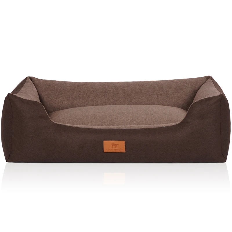 fressnapf Knuffelwuff Hundebett Luke aus Velours mit feinem Handwebcharakter braun M-L