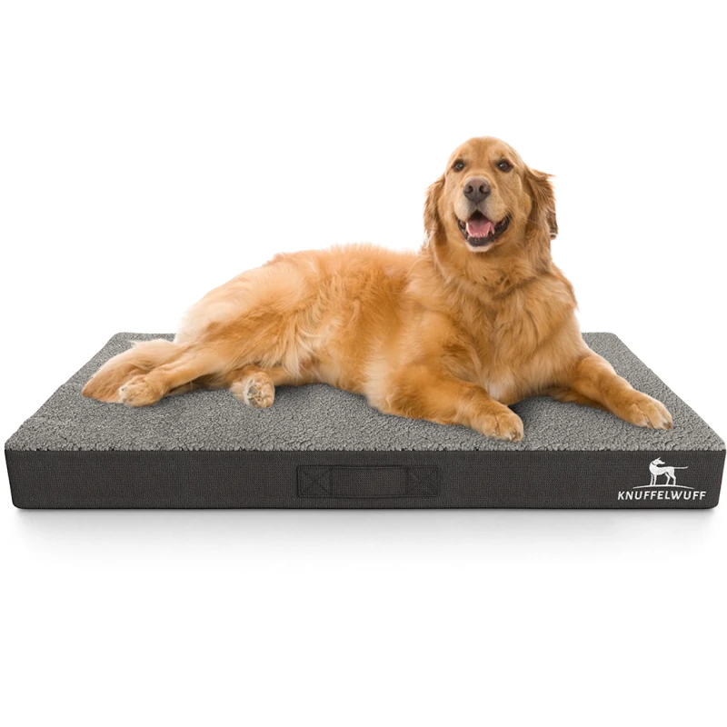 fressnapf Knuffelwuff orthopädische Hundematte Ellenie aus Teddymaterial und Velours grau L