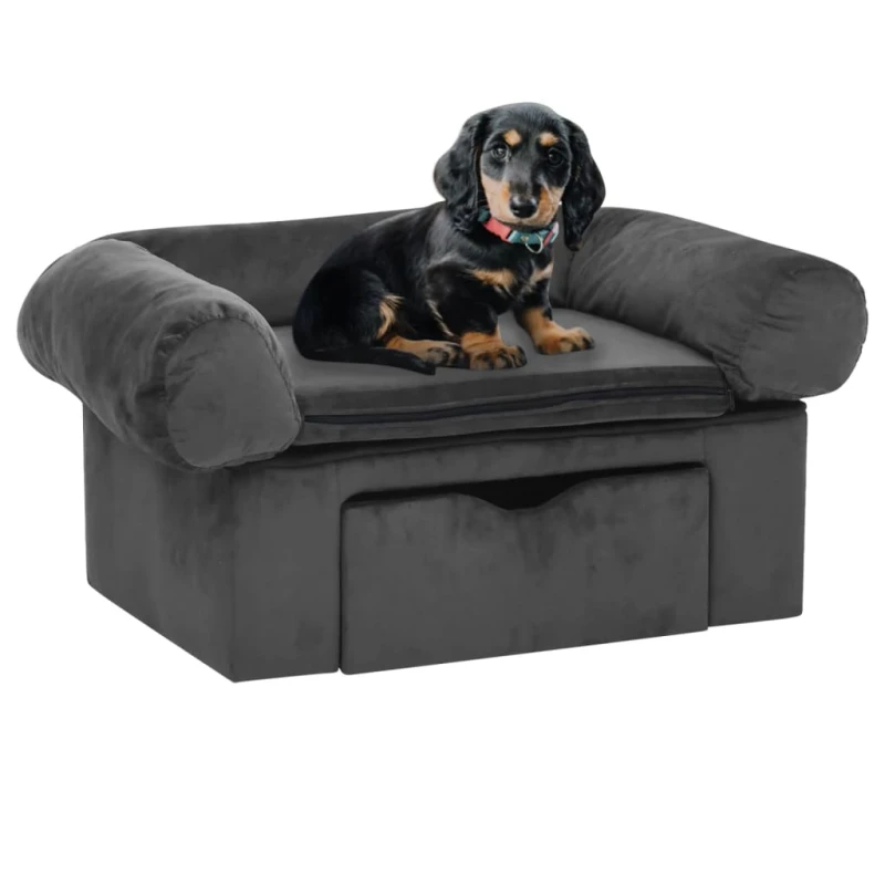 fressnapf VidaXL Hundesofa Plüsch mit Schublade 75x50x38cm dunkelgrau Exklusivangebot