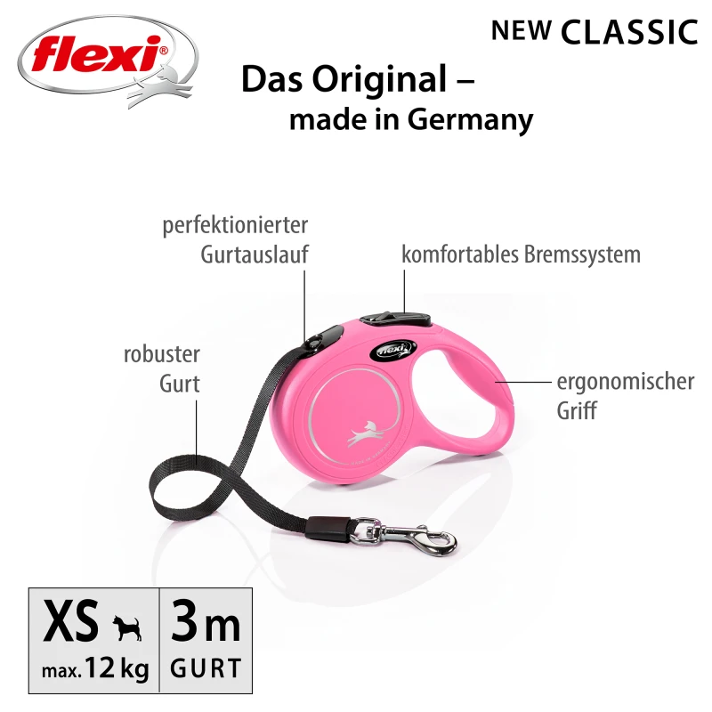 fressnapf Flexi New Classic Gurt pink XS 3 m 12 kg Valentinstagsangebot