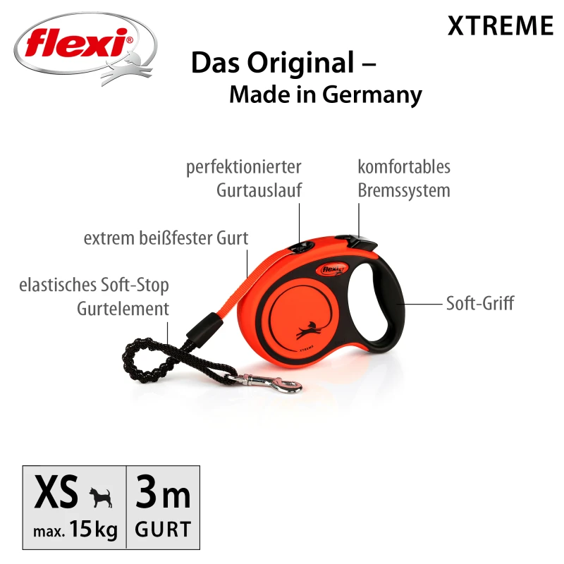 fressnapf Flexi XTREME Gurt-Rollleine orange/ schwarz XS 3 m Neueste Mode