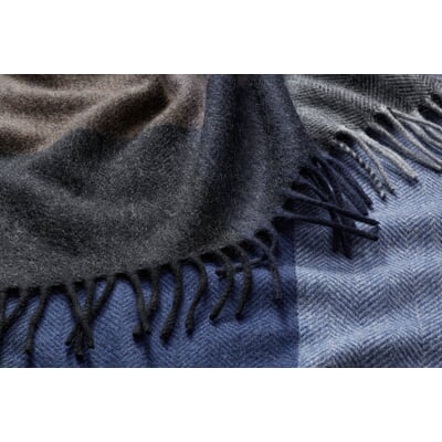 manufactum Herrenschal Kaschmir-Wolle Blau-Braun Black Friday