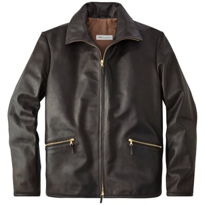 manufactum Herren-Roadsterjacke Pferdeleder Schwarzbraun