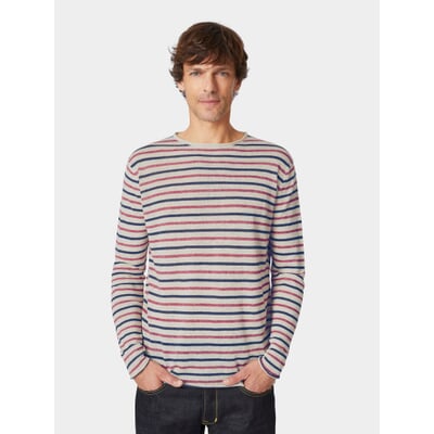 manufactum Herren-Strickpulli Beige-Rot-Blau 2025