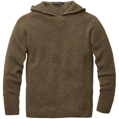 manufactum Herren-Strickhoodie Braunmelange Super Sparpreis