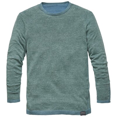 manufactum Herrenpullover plattiert Grünmelange