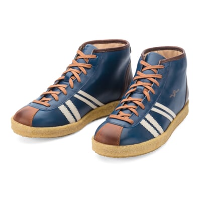 manufactum Ledersportschuh Trainer Mittelblau