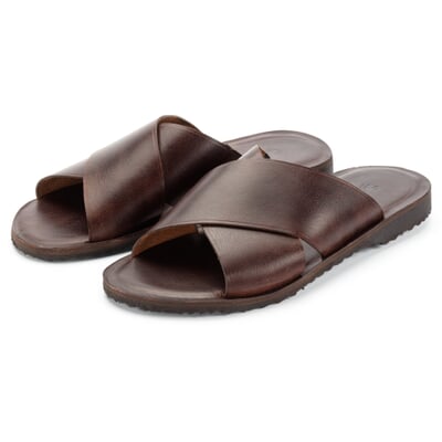 manufactum Herren-Lederpantolette Dunkelbraun