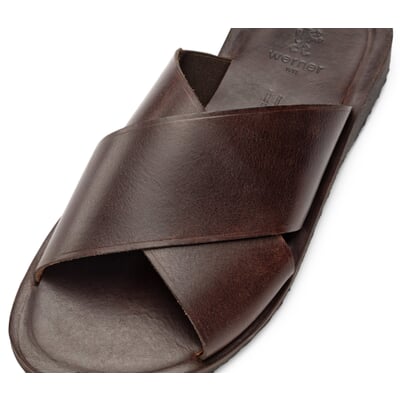 manufactum Herren-Lederpantolette Dunkelbraun Große Rabatte