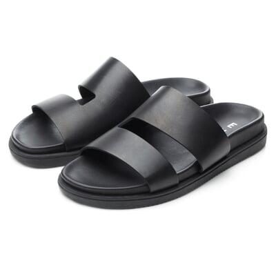 manufactum Herren-Lederpantolette Schwarz