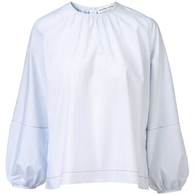 manufactum Damen-Oversizebluse feingestreift Weiß-Blau Angebote