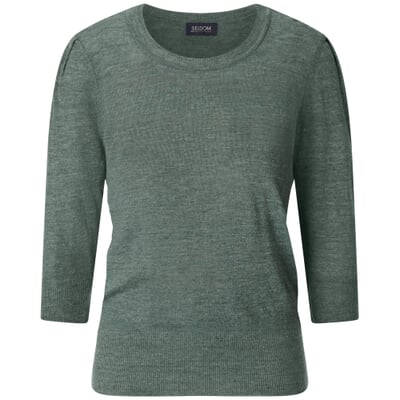 manufactum Damen-Strickshirt Dreiviertelarm Grünmelange