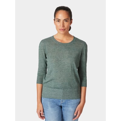 manufactum Damen-Strickshirt Dreiviertelarm Grünmelange Fabrikverkauf
