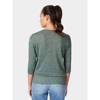 manufactum Damen-Strickshirt Dreiviertelarm Grünmelange Fabrikverkauf