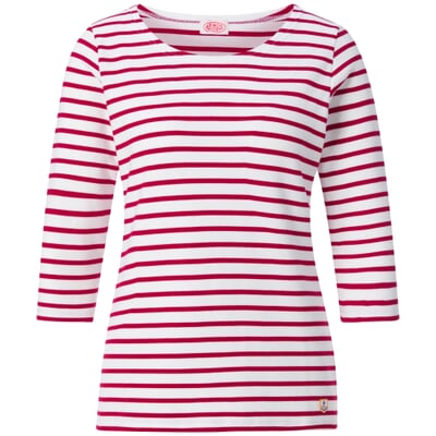 manufactum Damen-Shirt Dreiviertelarm Weiß-Rot