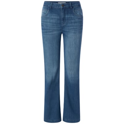 manufactum Damenjeans Flared Mittelblau Preisnachlass