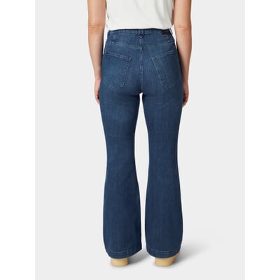 manufactum Damenjeans Flared Mittelblau Preisnachlass