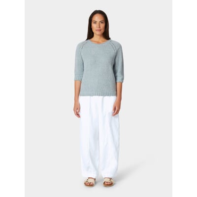manufactum Damen-Strickshirt Halbarm Hellblau Weihnachtsangebot