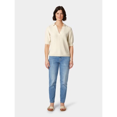 manufactum Damen-Strickpolo Bouclé Naturweiß Valentinstagsangebot