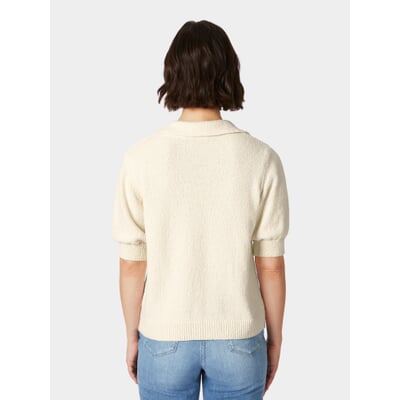 manufactum Damen-Strickpolo Bouclé Naturweiß Valentinstagsangebot