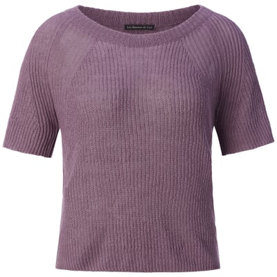 manufactum Damen-Strickshirt Halbarm Leinen Flieder