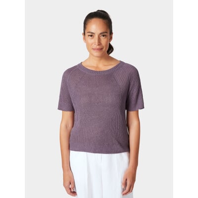 manufactum Damen-Strickshirt Halbarm Leinen Flieder Jubiläumsangebot