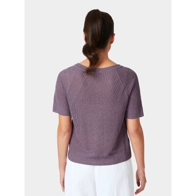 manufactum Damen-Strickshirt Halbarm Leinen Flieder Jubiläumsangebot