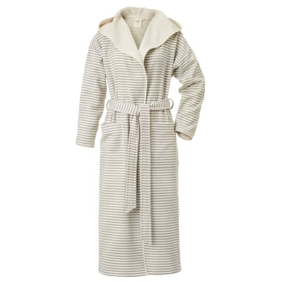 manufactum Unisex-Bademantel fein gestreift Beige-Weiß Blitzangebot