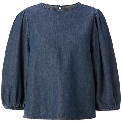 manufactum Damen-Jeansbluse 3/4-Arm Mittelblau