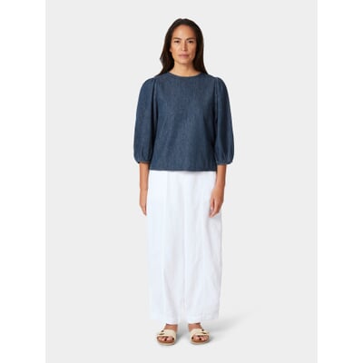 manufactum Damen-Jeansbluse 3/4-Arm Mittelblau Tiefpreis