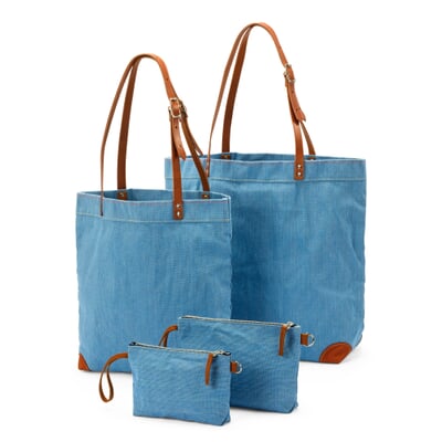 manufactum Handtasche Segeltuch Hellblau Letzter Tag