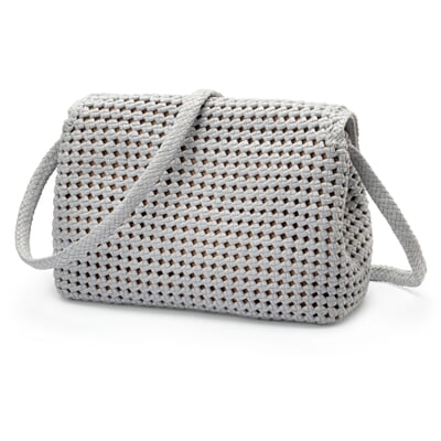 manufactum Damen-Handtasche geknüpft hellgrau Verkauf