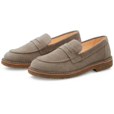 manufactum Damen-Loafer Rauleder Grau Online Shopping