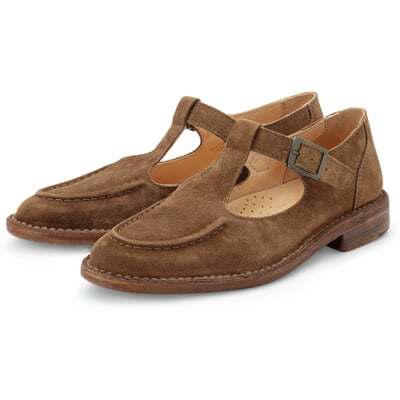 manufactum Damen-Loafer mit Riemen Braun