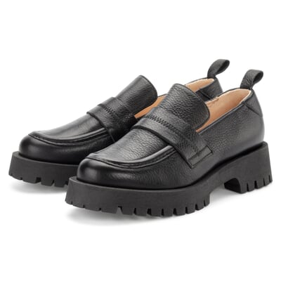 manufactum Damenloafer Leder Schwarz Vatertagsangebot