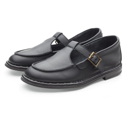 manufactum Damen-Loafer mit Riemen Schwarz
